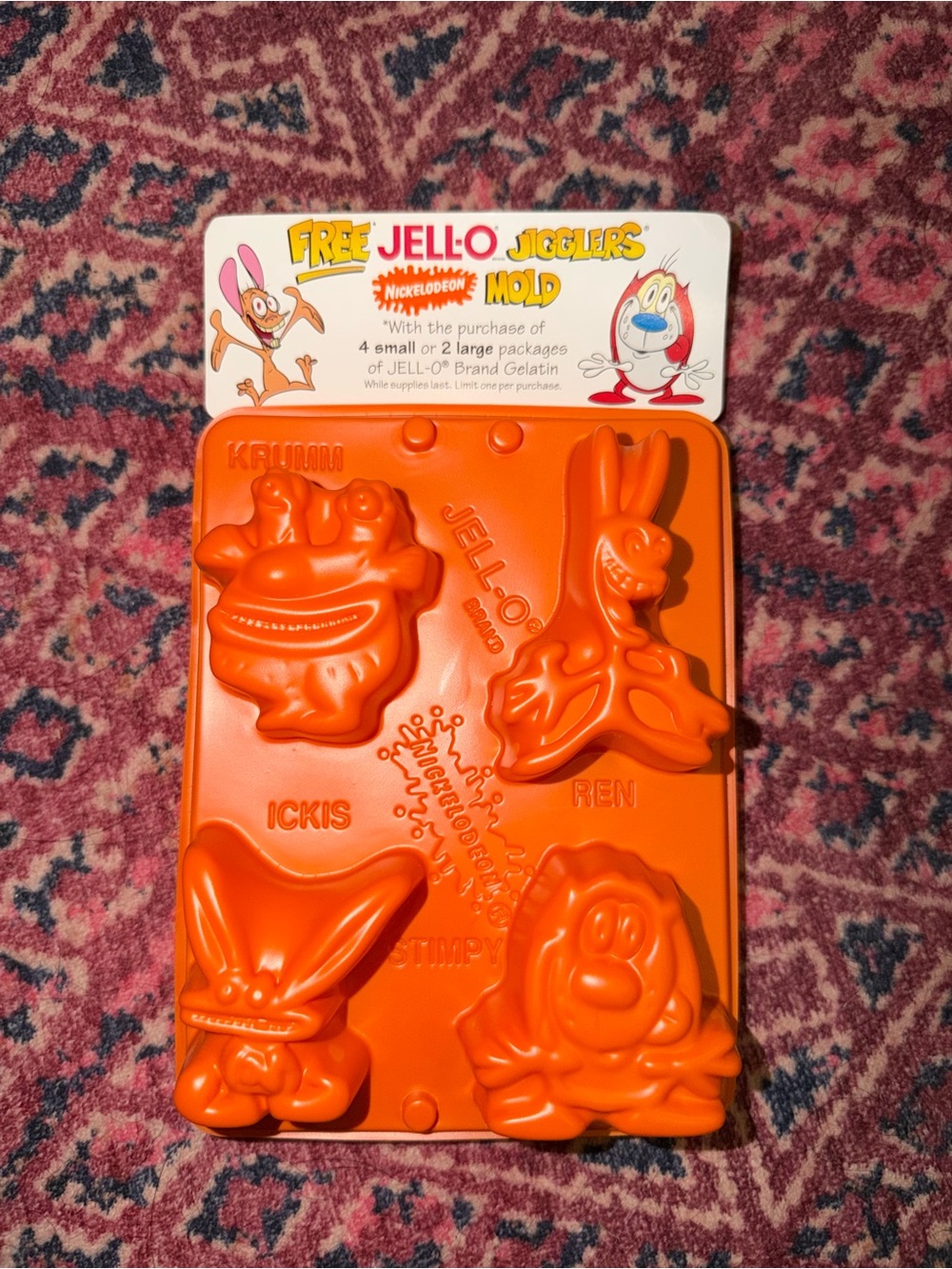 Vintage Jell-O Ren & Stimpy Character Mold - Orange Plastic Mold